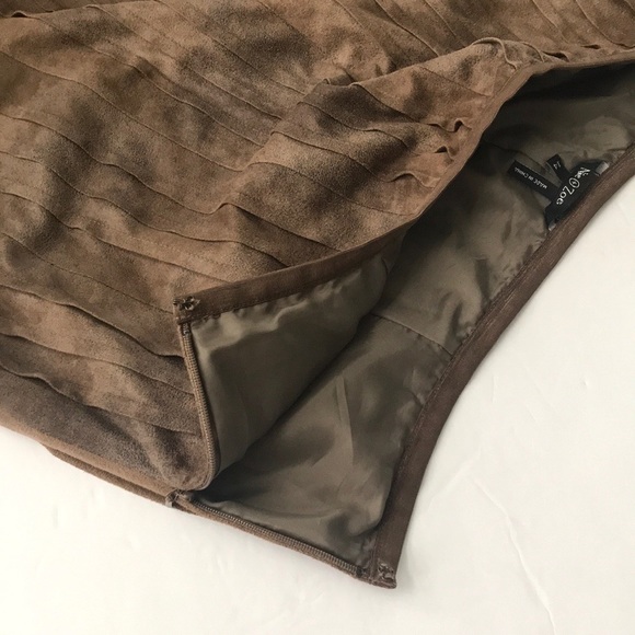 Nic+Zoe | Brown Sueded Pleated Skirt - Picture 6 of 8